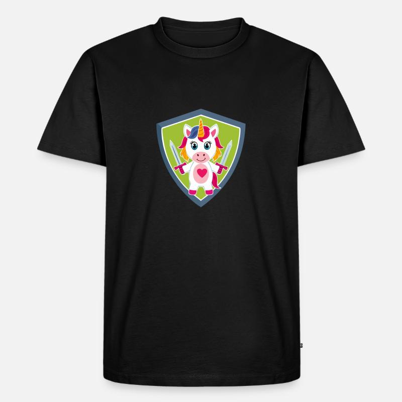 Einhorn Schutzengel - Männer Premium Bio T-Shirt - Schwarz