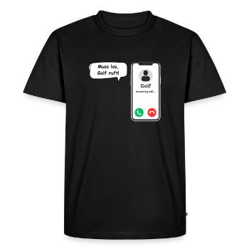 Appels de golf - Dicton sportif - ApriNoeScor - T-shirt Premium bio Homme - noir - Devant - Nico (187cm)