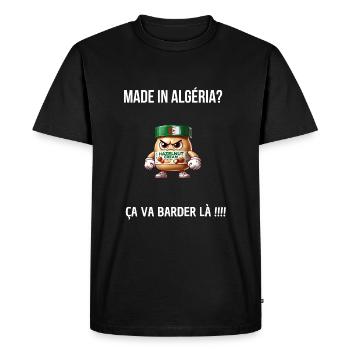 Made in algeria écriture blanche - T-shirt Premium bio Homme - noir - Devant - Nico (187cm)