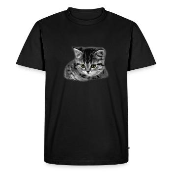 Cat - Yellow Eyes - Men's Premium Organic T-Shirt - black - Front - Nico (187cm)