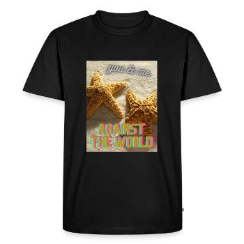 You and Me Against the World - Men's Premium Organic T-Shirt - black - Front - Nico (187cm)