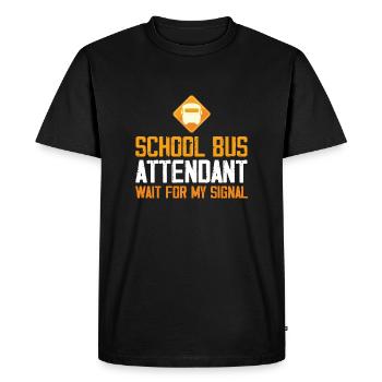 Préposé à l’autobus scolaire jaune - Drôle d’autobus scolaire - T-shirt Premium bio Homme - noir - Devant - Nico (187cm)