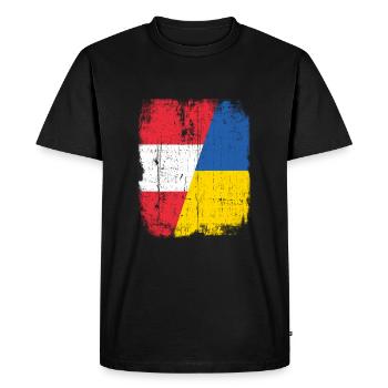 UKRAINE T-SHIRT AUTRICHE AUTRICHE SOLIDARITÉ - T-shirt Premium bio Homme - noir - Devant - Nico (187cm)