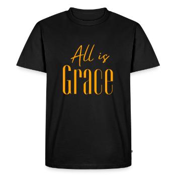 All is grace (Sun yellow) - Rom/3:23 - Men's Premium Organic T-Shirt - black - Front - Nico (187cm)