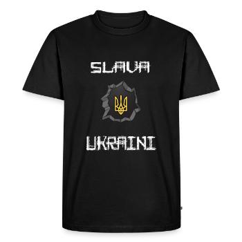 UKRAINE Symbol of heroes SLAVA UKRAINI - Men's Premium Organic T-Shirt - black - Front - Nico (187cm)