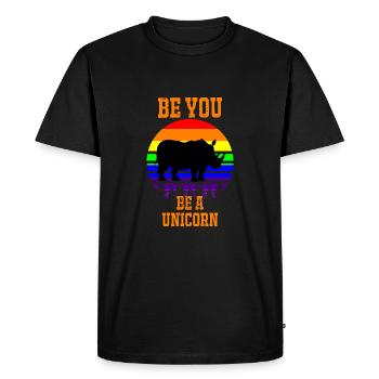 CSD - Be You Unicorn - Schwule Lesben Bisexuell - Männer Premium Bio T-Shirt - Schwarz - Vorne - Nico (187cm)