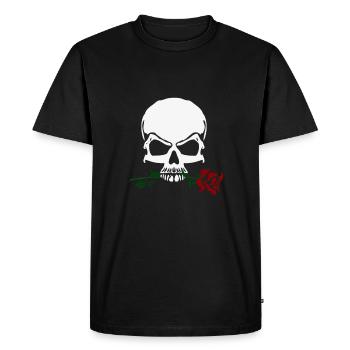 Rose And Skull - Men's Premium Organic T-Shirt - black - Front - Nico (187cm)