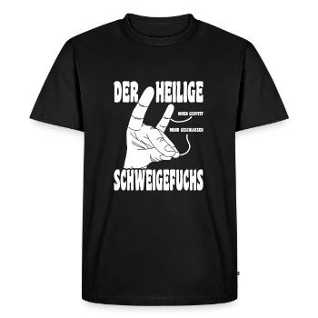 Der heilige Schweigefuchs Ohren gespitzt - Männer Premium Bio T-Shirt - Schwarz - Vorne - Nico (187cm)