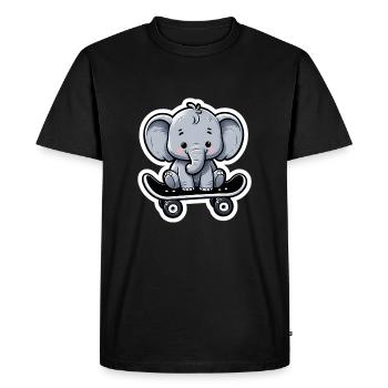 Cute baby elephant with skateboard Elephant mom - Men's Premium Organic T-Shirt - black - Front - Nico (187cm)