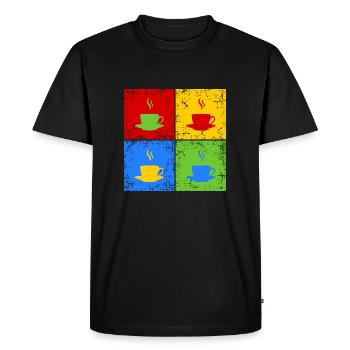 Café thé cappuccino - T-shirt Premium bio Homme - noir - Devant - Nico (187cm)