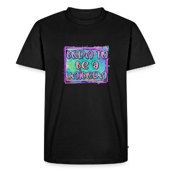 Licorne née pour être une Fée Arc-en-ciel de cheval licorne - T-shirt Premium bio Homme - noir - Devant - Nico (187cm)