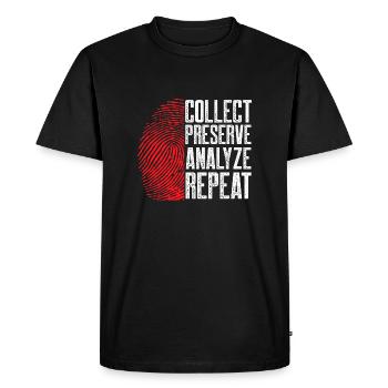Collect Preserve Analyze Repeat | Forensic - Men's Premium Organic T-Shirt - black - Front - Nico (187cm)