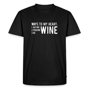 Chemins vers mon cœur: Achetez-moi, versez-moi, soyez vin - T-shirt Premium bio Homme - noir - Devant - Nico (187cm)