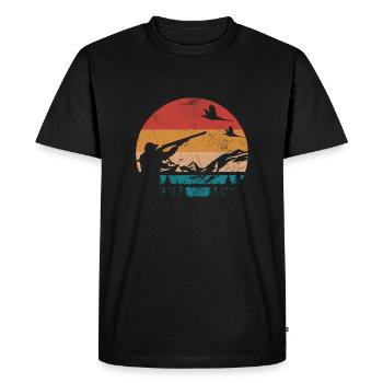 Pheasant hunter Retro - Men's Premium Organic T-Shirt - black - Front - Nico (187cm)