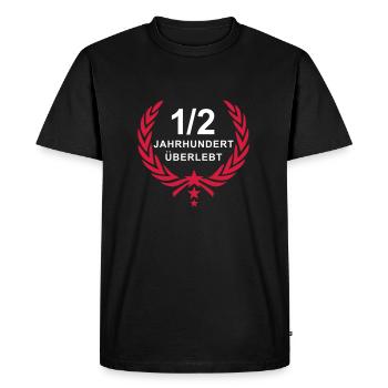 Siegerkranz - 1/2 century (50 years) survived - Men's Premium Organic T-Shirt - black - Front - Nico (187cm)