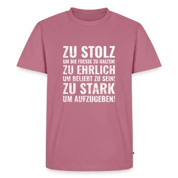 Cadeau fier, honnête et fort / dictons - T-shirt Premium bio Homme - mauve - Devant - Nico (187cm)