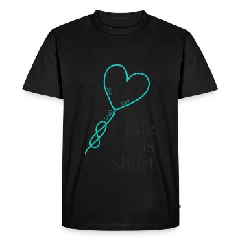 La vie est courte - T-shirt Premium bio Homme - noir - Devant - Nico (187cm)