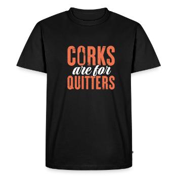 Les bouchons sont pour les quittants Bouchon de vin de liège drôle - T-shirt Premium bio Homme - noir - Devant - Nico (187cm)