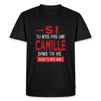 Camille Si tu n as pas une Camille dans ta vie - T-shirt Premium bio Homme - noir - Devant - Nico (187cm)