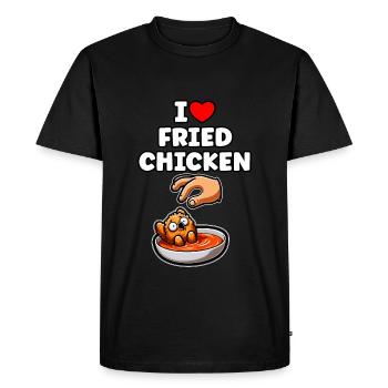 Poulet frit Ailes de poulet Poulet Cadeau - T-shirt Premium bio Homme - noir - Devant - Nico (187cm)