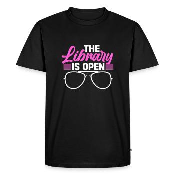 La bibliothèque est ouverte - T-shirt Premium bio Homme - noir - Devant - Nico (187cm)