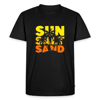 Soleil, sel, sable - vacances à la mer - T-shirt Premium bio Homme - noir - Devant - Nico (187cm)