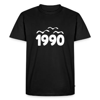 1990 Année Anniversaire Millésime 1990 - T-shirt Premium bio Homme - noir - Devant - Nico (187cm)