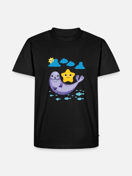 Small seal Sun Fish Starfish - Men's Premium Organic T-Shirt - black