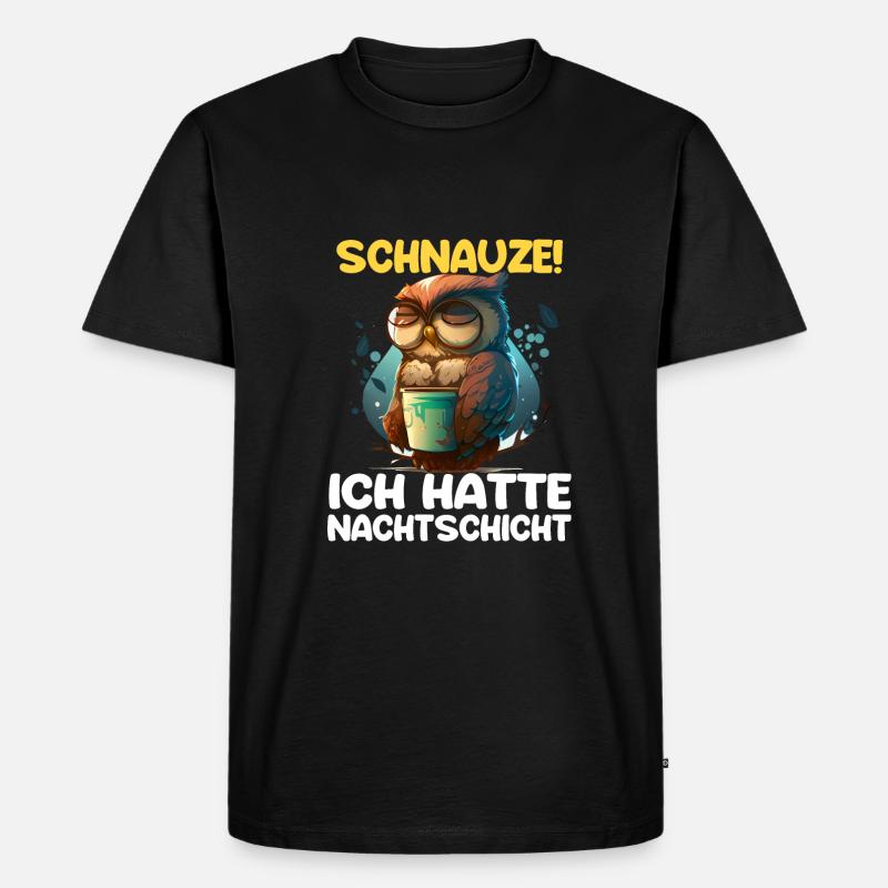 Nachtschicht Kaffee Eule Nachtdienst Schichtarbeit - Männer Premium Bio T-Shirt - Schwarz