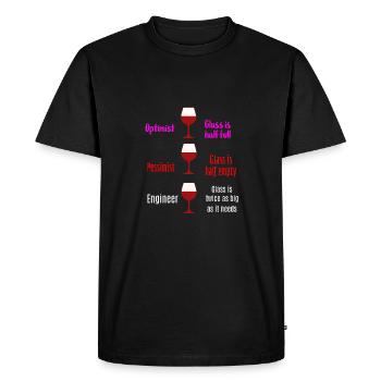 engineer glass half full enginering joke - Men's Premium Organic T-Shirt - black - Front - Nico (187cm)