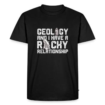 La géologie et moi avons une relation houleuse - T-shirt Premium bio Homme - noir - Devant - Nico (187cm)