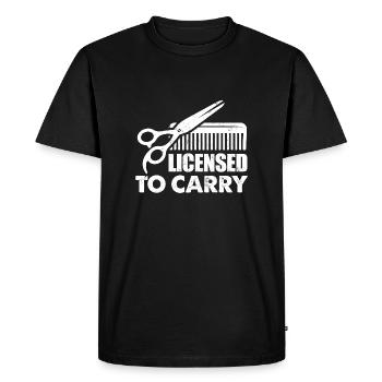 Autorisé à transporter - Humour de salon de beauté drôle - T-shirt Premium bio Homme - noir - Devant - Nico (187cm)