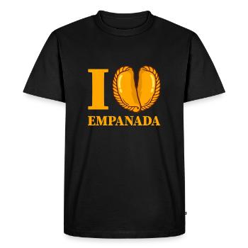 J’adore la cuisine hispanique sud-américaine Empanada - T-shirt Premium bio Homme - noir - Devant - Nico (187cm)