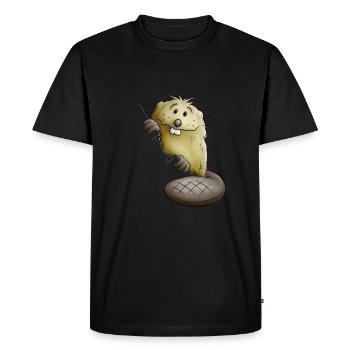 Cool Dessin animé Rongeur Drôle Castor - T-shirt Premium bio Homme - noir - Devant - Nico (187cm)