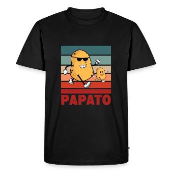 Papa Papato Vater und Sohn Kartoffel Geschenk - Männer Premium Bio T-Shirt - Schwarz - Vorne - Nico (187cm)