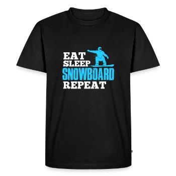 Funny Eat Sleep Snowboard Repeat - Snowboarding - T-shirt Premium bio Homme - noir - Devant - Nico (187cm)