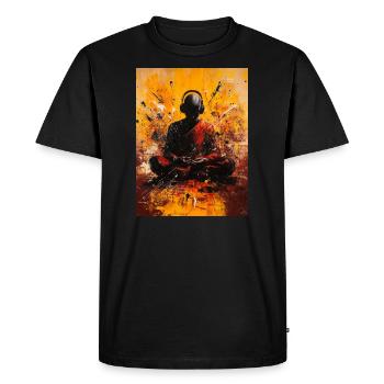 Abstract monk with headphones - Men's Premium Organic T-Shirt - black - Front - Nico (187cm)
