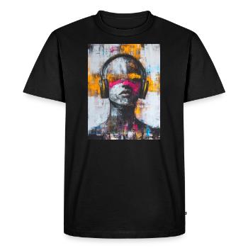 Abstract head with headphones. Face without eyes - Men's Premium Organic T-Shirt - black - Front - Nico (187cm)