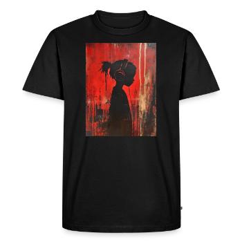 Silhouette d’enfant avec des écouteurs - T-shirt Premium bio Homme - noir - Devant - Nico (187cm)