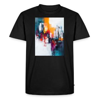 Ville abstraite peinte colorée avec des bâtiments de grande hauteur - T-shirt Premium bio Homme - noir - Devant - Nico (187cm)