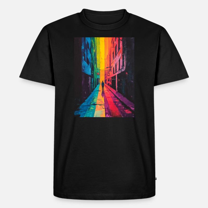 Regenbogen Allee - Bunte Straße - Männer Premium Bio T-Shirt - Schwarz