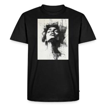Banksy Face - Abstract Woman - Drawing - Men's Premium Organic T-Shirt - black - Front - Nico (187cm)