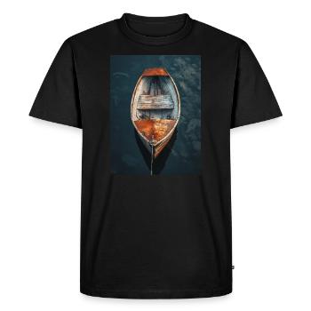 Abstract Painting - Boat - Lake - Fishing - Men's Premium Organic T-Shirt - black - Front - Nico (187cm)