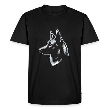 Malinois, tête de chien, dessin argentique - T-shirt Premium bio Homme - noir - Devant - Nico (187cm)