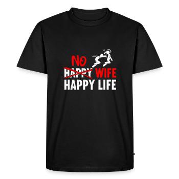 Pas d’épouse heureuse Happy Life Wives mariée marié - T-shirt Premium bio Homme - noir - Devant - Nico (187cm)