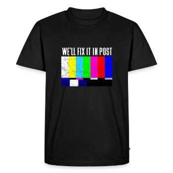 We'll fix it in post - Men's Premium Organic T-Shirt - black - Front - Nico (187cm)