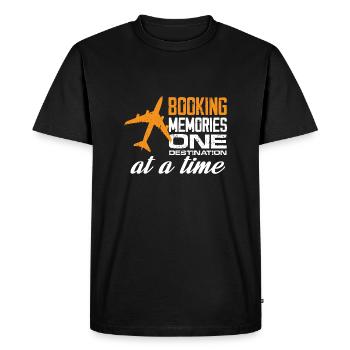 Booking Memories One Destination At A Time Travel - Men's Premium Organic T-Shirt - black - Front - Nico (187cm)
