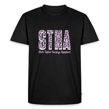 Infirmière auxiliaire testée par l’État STNA - T-shirt Premium bio Homme - noir - Devant - Nico (187cm)