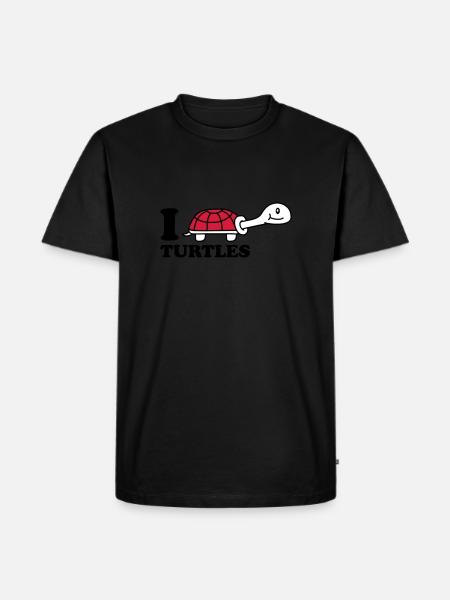 I Love Turtles - Männer Premium Bio T-Shirt - Schwarz