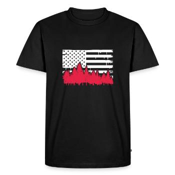 usa flag wildlife forest design - Men's Premium Organic T-Shirt - black - Front - Nico (187cm)